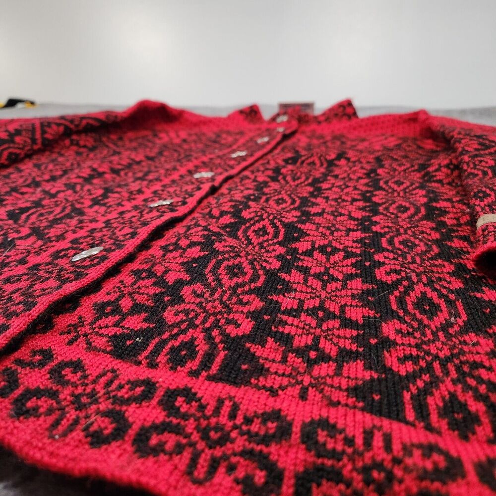 Dale Of Norway Womens M Medium Pure‎ Wool Nordic Red Knit Cardigan Sweater - Picture 4 of 13